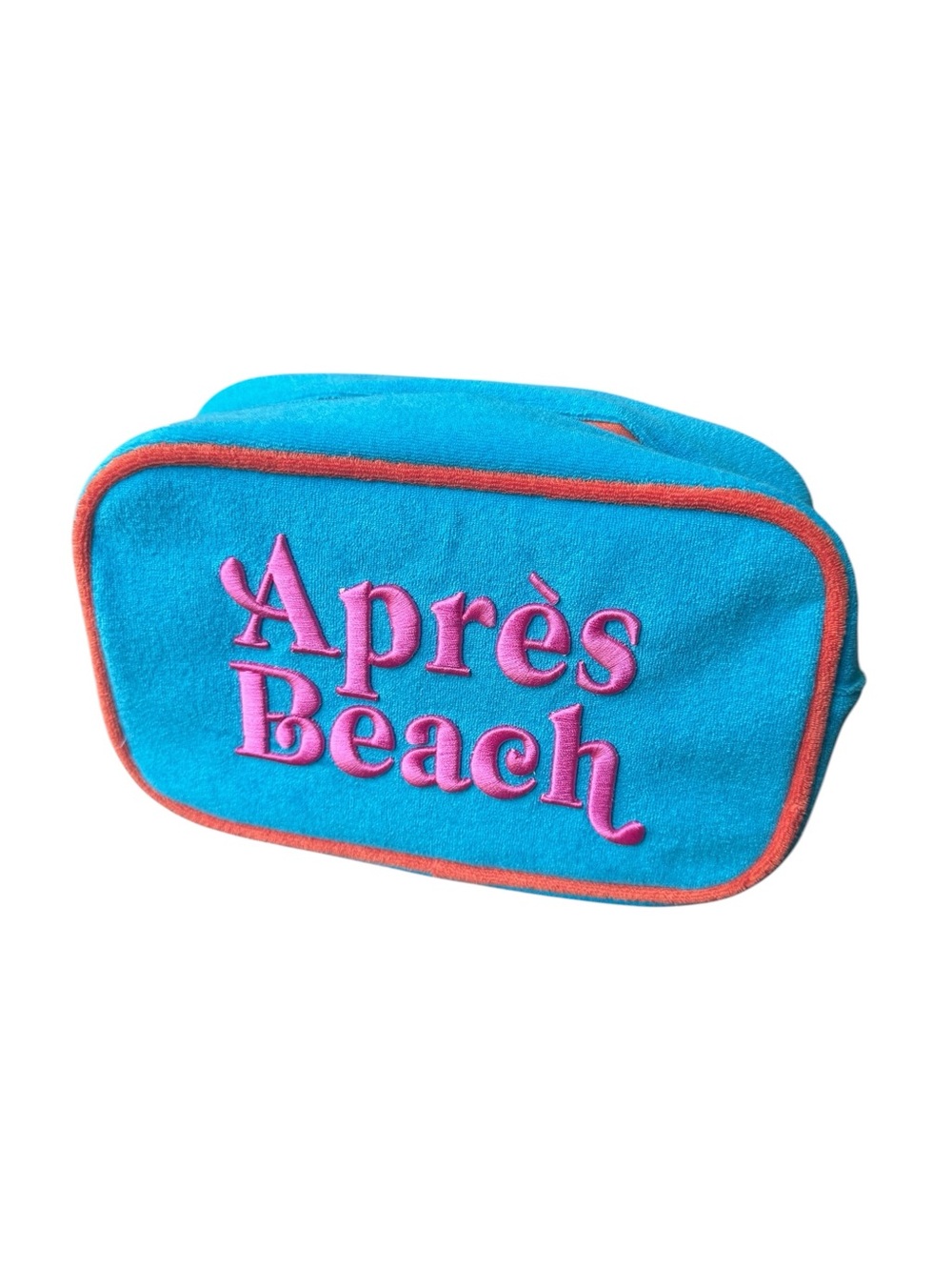 NWT Shiraleh Turquoise and Coral Zip Apres Beach large pouch